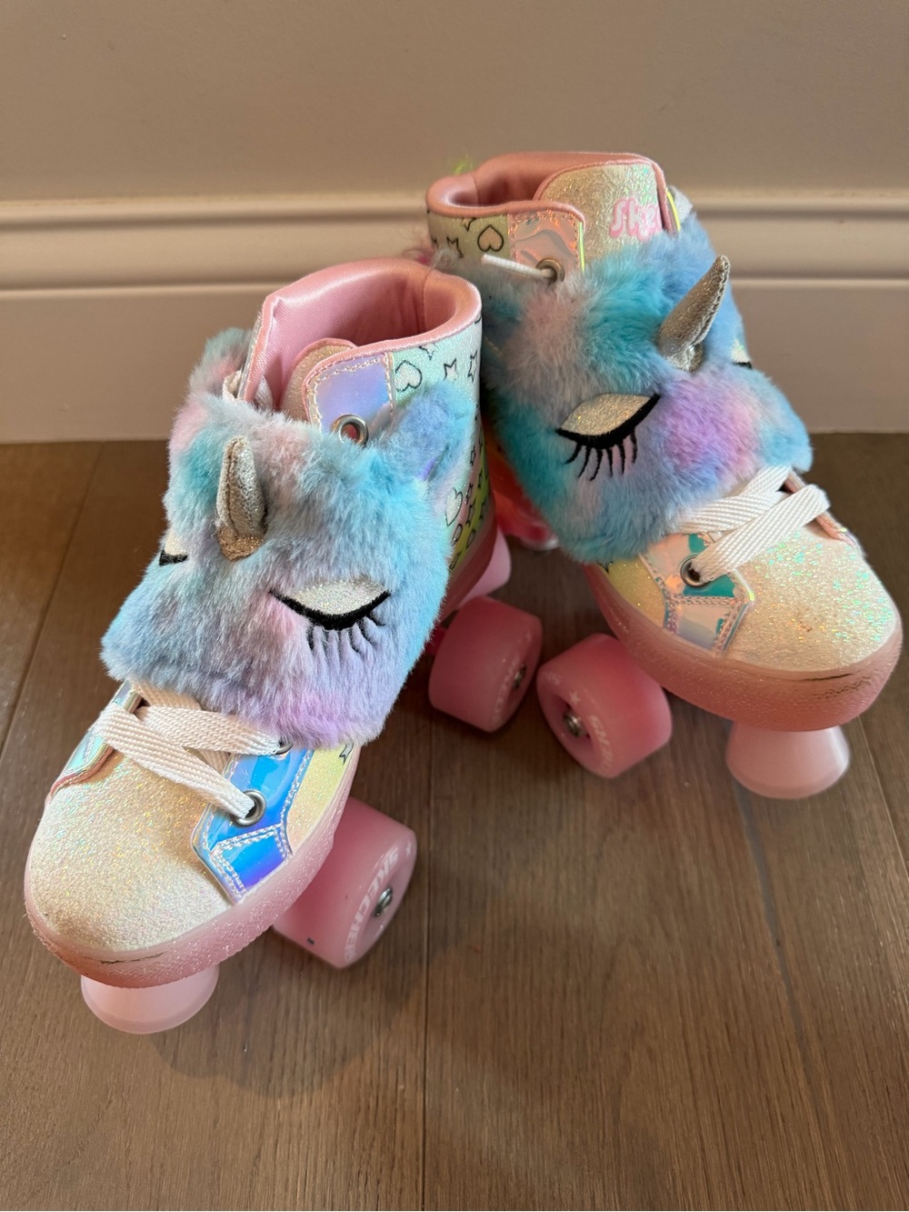 Skechers Twinkle Toes Shuffle 4 Wheeler Unicorn Wheelz Roller Skates size 1
